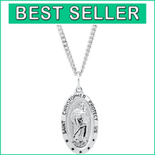 Load image into Gallery viewer, Elegant Saint Christopher Pendant Necklace in Sterling Silver - 20" Curb Chain