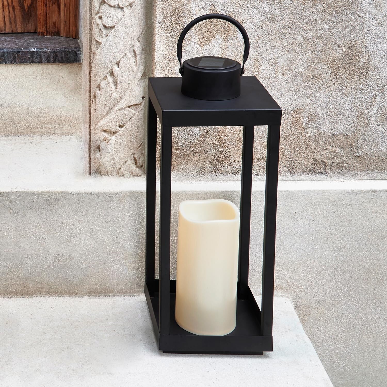 Modern Solar Lantern with Flickering Candlelight - Perfect for Farmhouse Patios