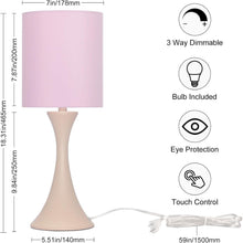 Load image into Gallery viewer, Compact Pink Touch Table Lamp - 3 Way Dimmable, Perfect for Girls' Rooms