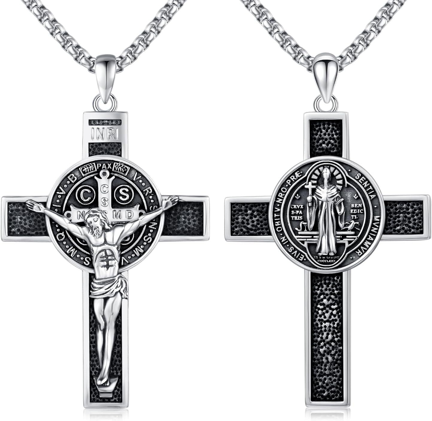 925 Sterling Silver St. Benedict Crucifix Necklace - Meaningful Catholic Gift