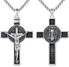 Load image into Gallery viewer, 925 Sterling Silver St. Benedict Crucifix Necklace - Meaningful Catholic Gift
