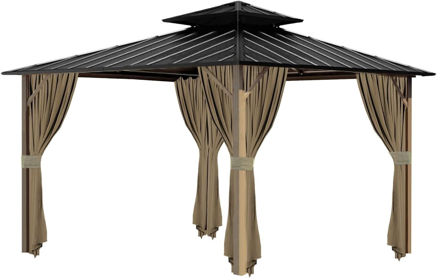 Elegant Outdoor Gazebo Curtain Set with 4 Panels - 10' x 12', Easy Install