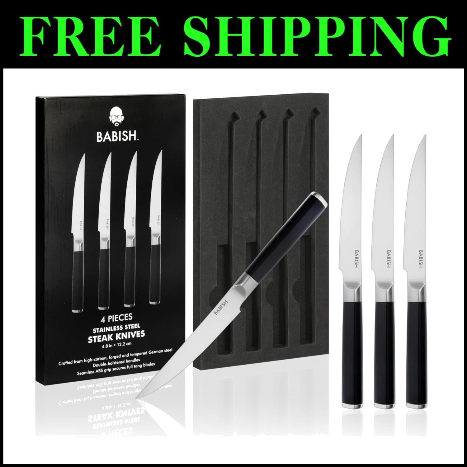 4-Piece High-Carbon German Steel Kitchen Steak Knife Set - Ultimate Precision