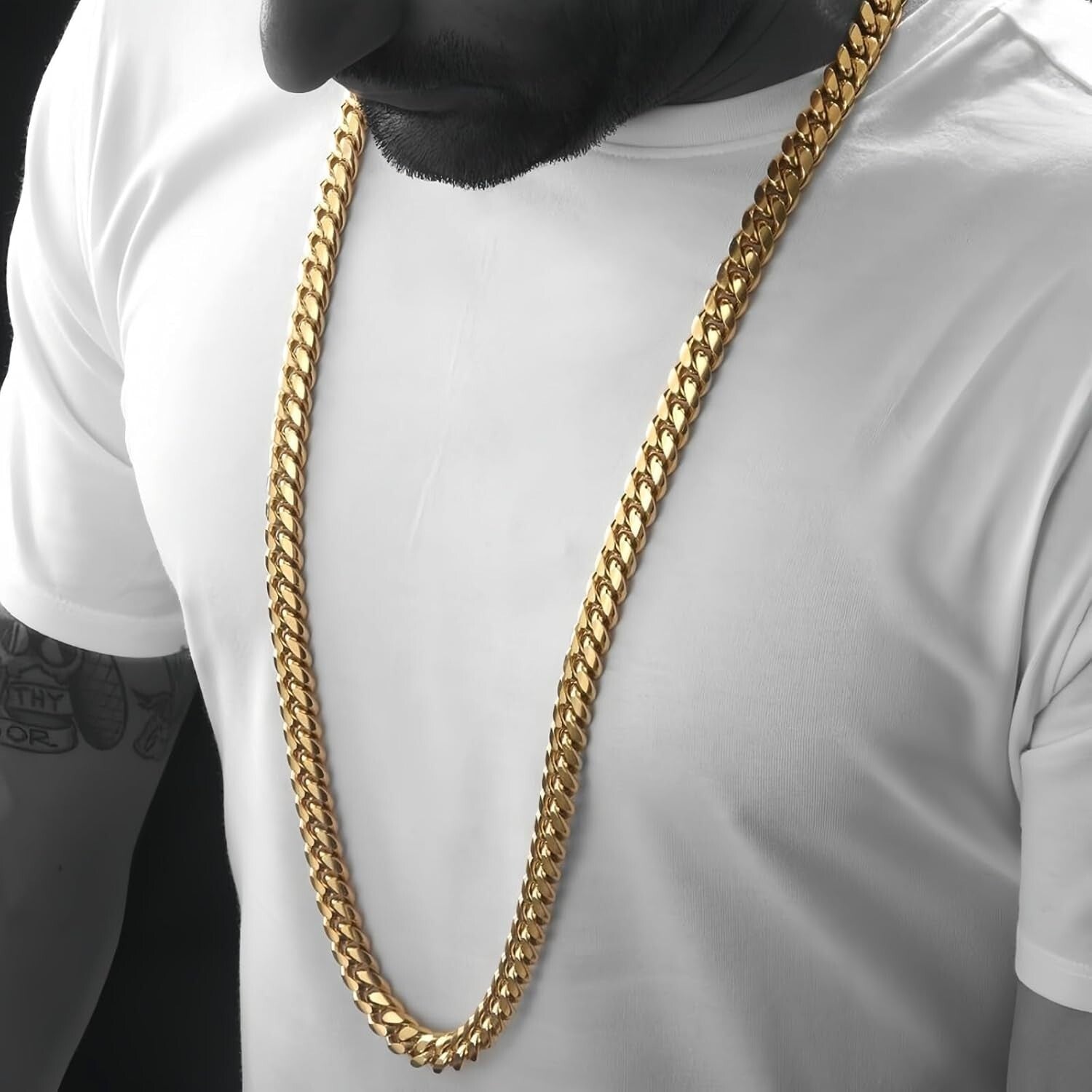 15mm Miami Cuban Link Chain Necklace - 18k Gold Stainless Steel - Stylish Unisex
