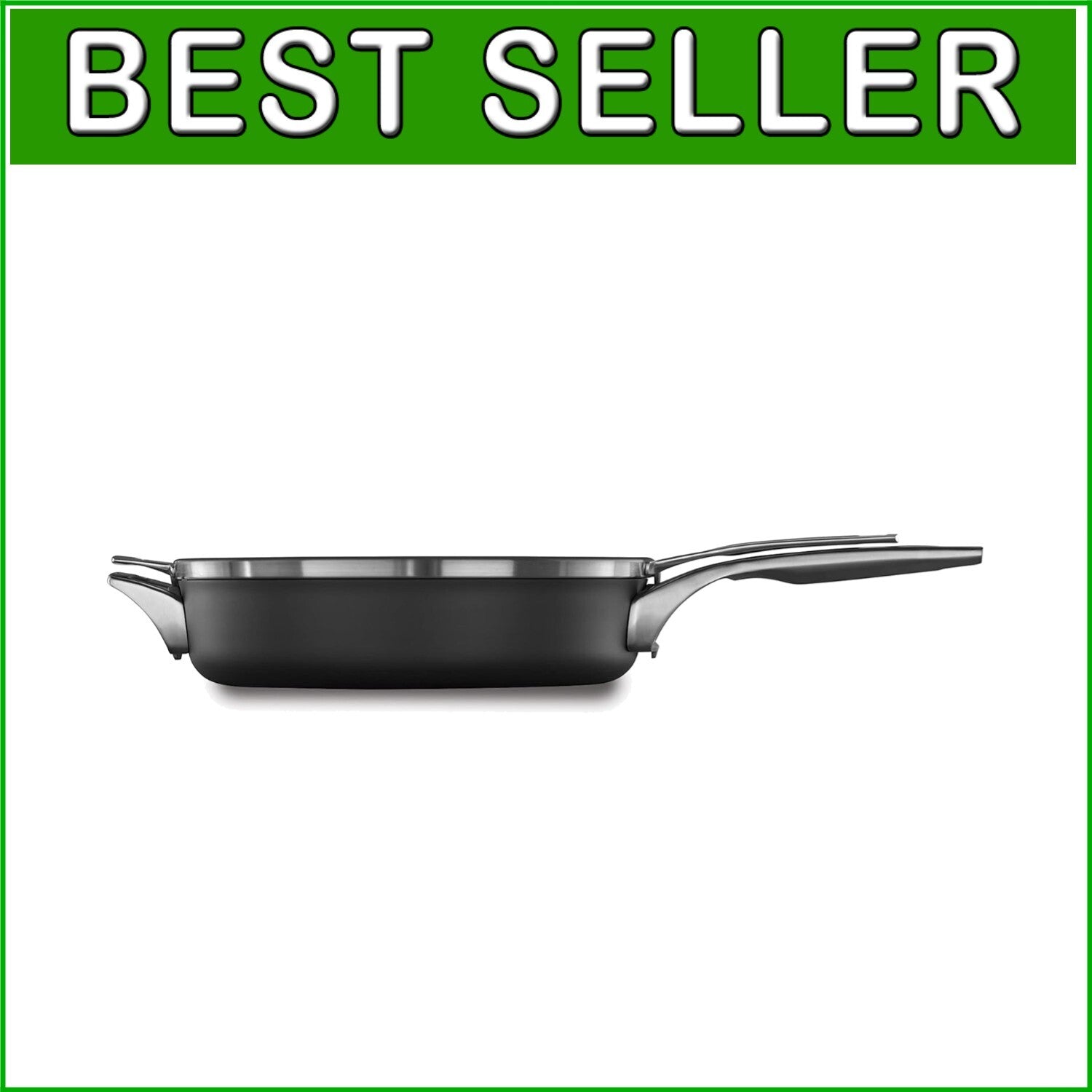 Durable Nonstick 5-Quart Saute Pan with Tempered Glass Lid -Elegant Black Finish