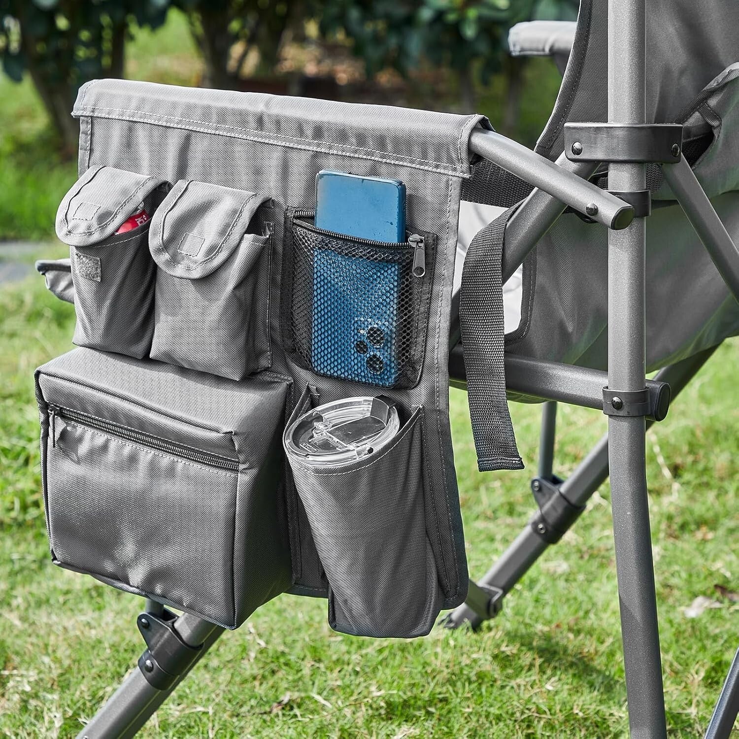 Lightweight Adjustable High Back Chair with Lumbar Support & Side Storage Pocket