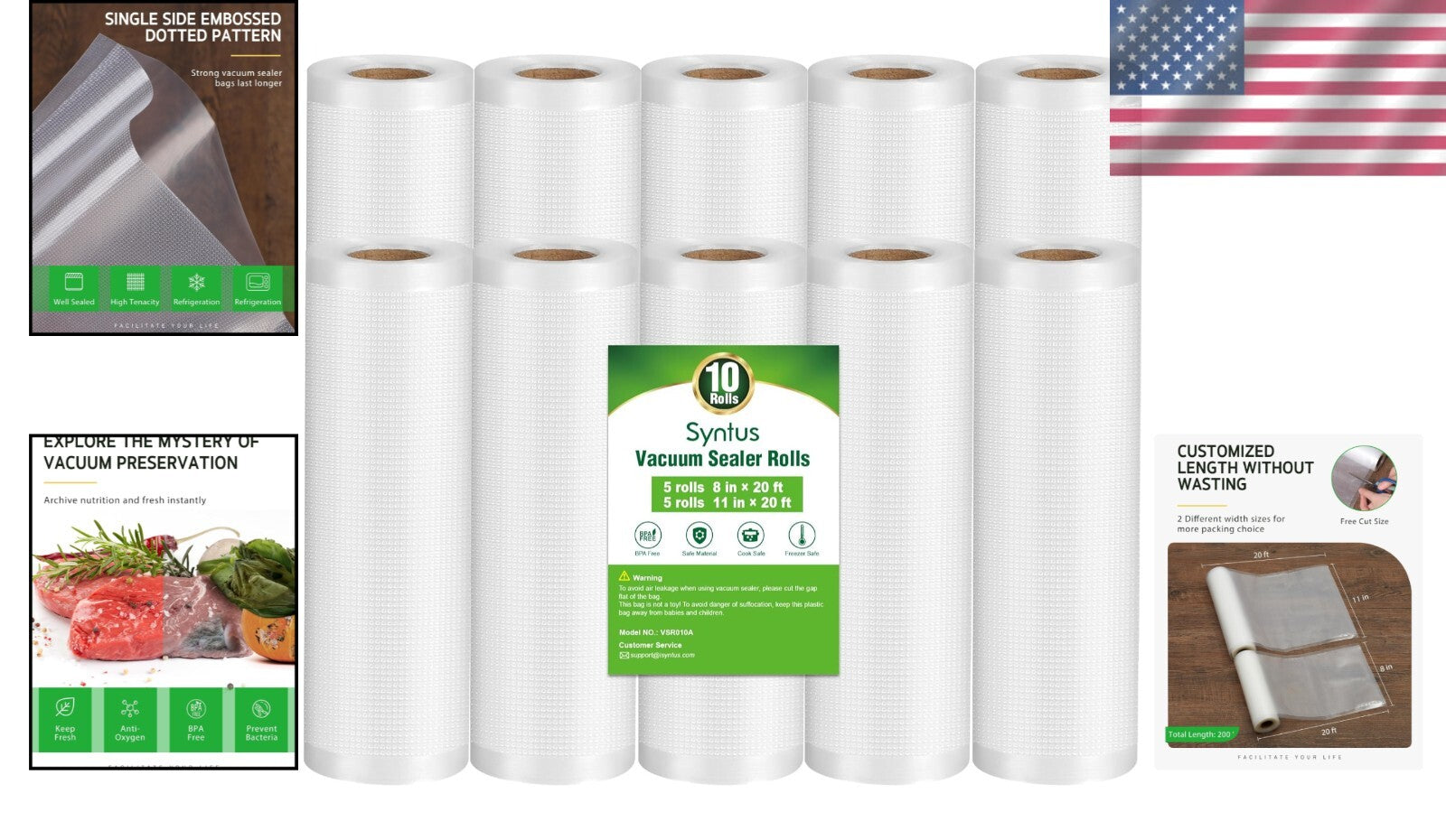 10 Pack Commercial Grade Vacuum Sealer Bags - Ideal for Meal Prep & Storage