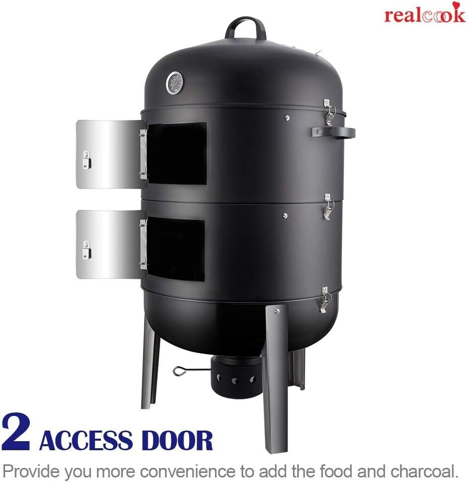 Alloy Steel Charcoal BBQ Smoker - Easy Assembly & Large Capacity for Outdoor Fun