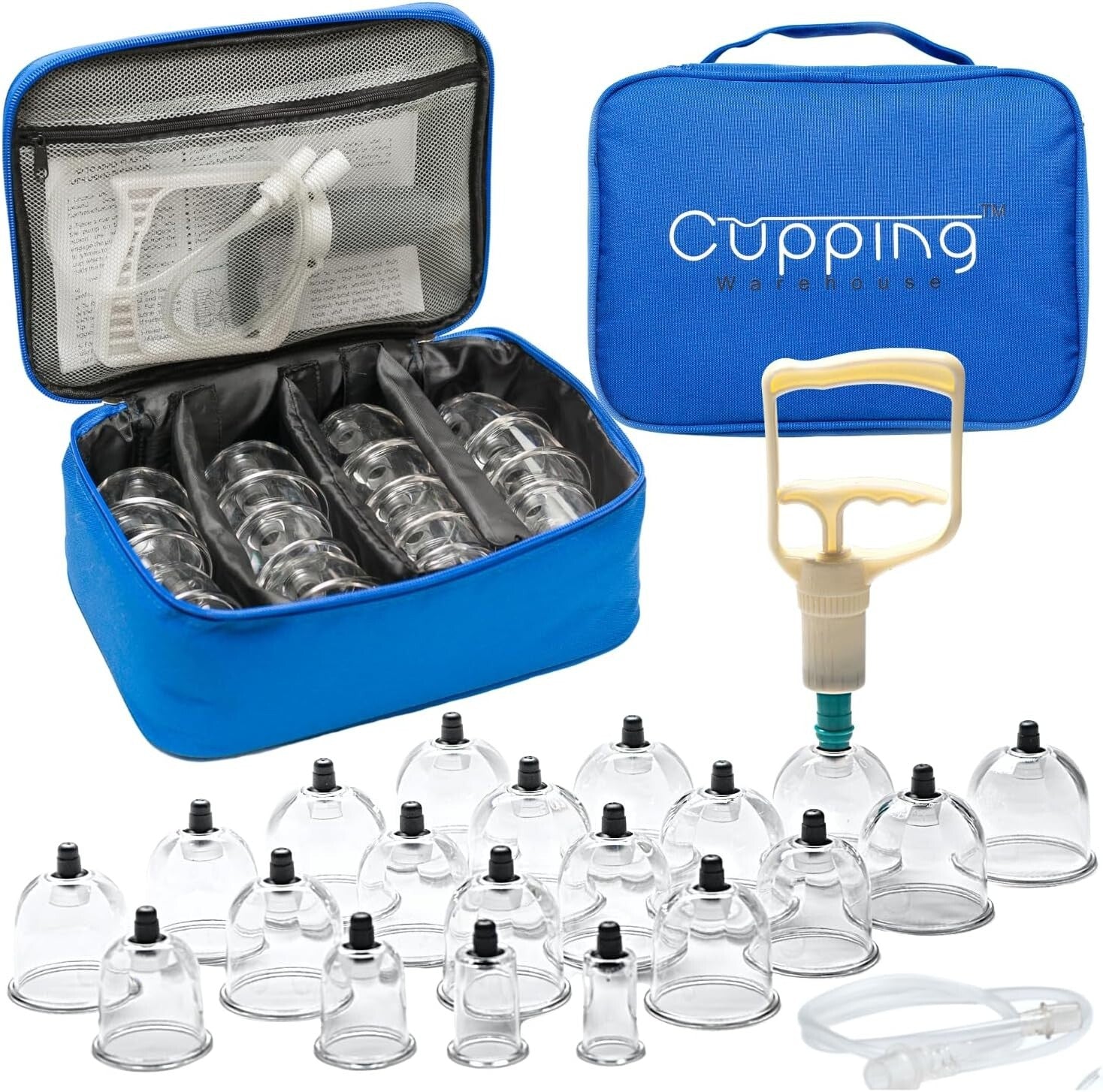 Professional 20-Cup Cupping Set - Durable Poly Pump Cups for Myofascial Relief