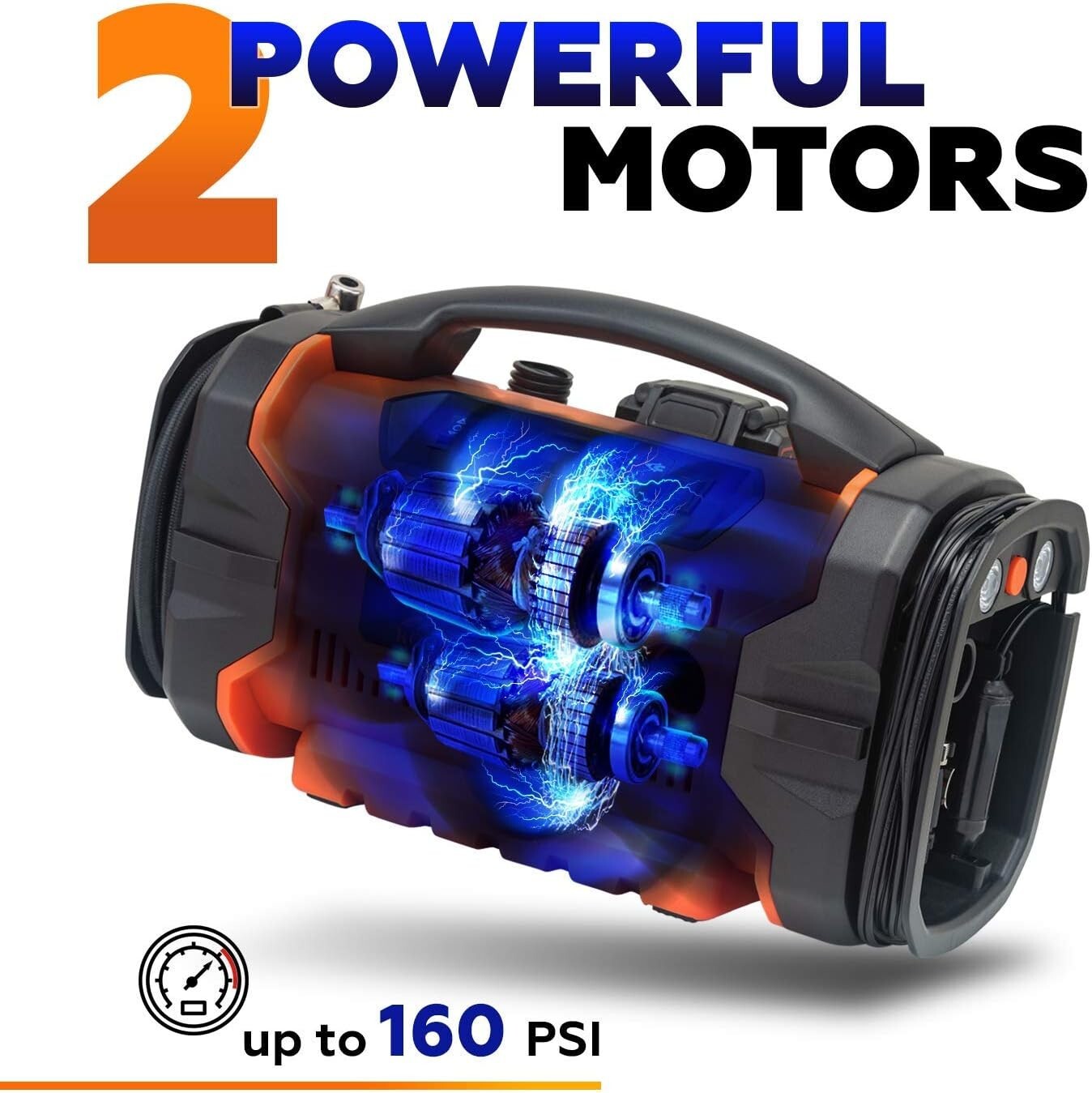 Compact Tire Inflator & Deflator with 20V Lithium Battery - Emergency Ready