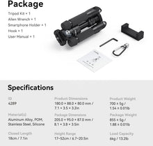 Load image into Gallery viewer, Compact 20" Aluminum Tripod with 360° Versatile Ball Head &amp; Smartphone Holder