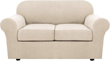 Load image into Gallery viewer, Custom Fit Natural Stretch Slipcovers for 2 Cushion Loveseat - Easy Care Design