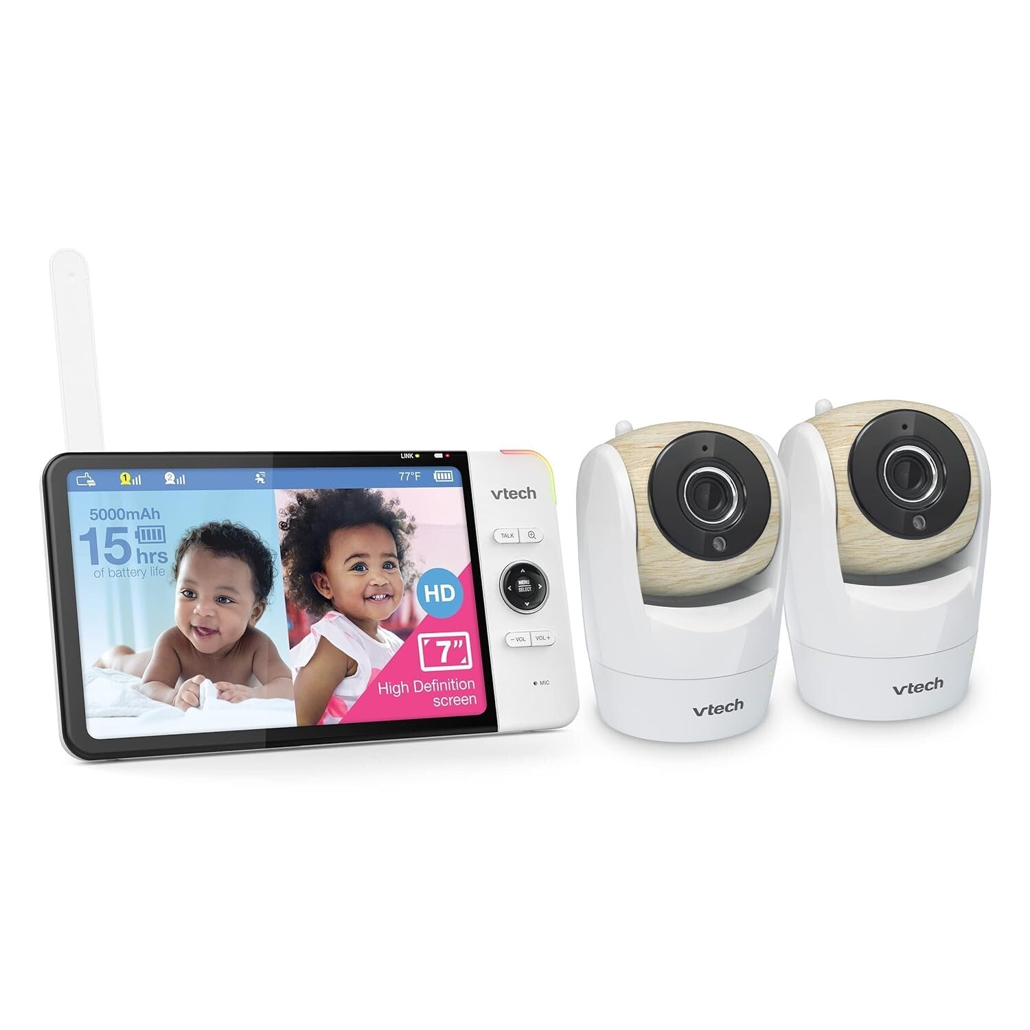 Baby Monitor with 7" Screen, Pan & Tilt Cameras, 1000ft Range - Ultimate Safety