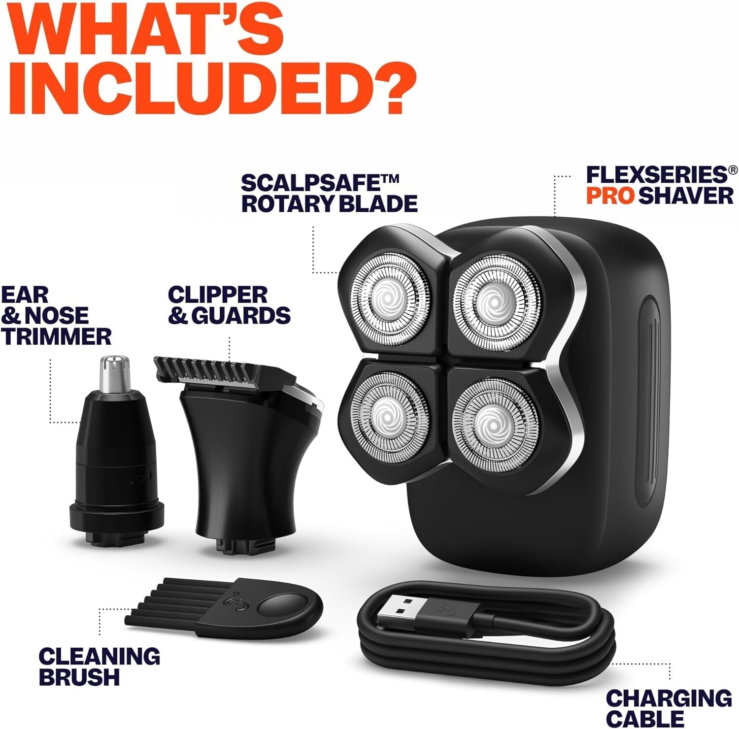 Rechargeable Waterproof Shaver with Rotary Blades - Precision Grooming Tool