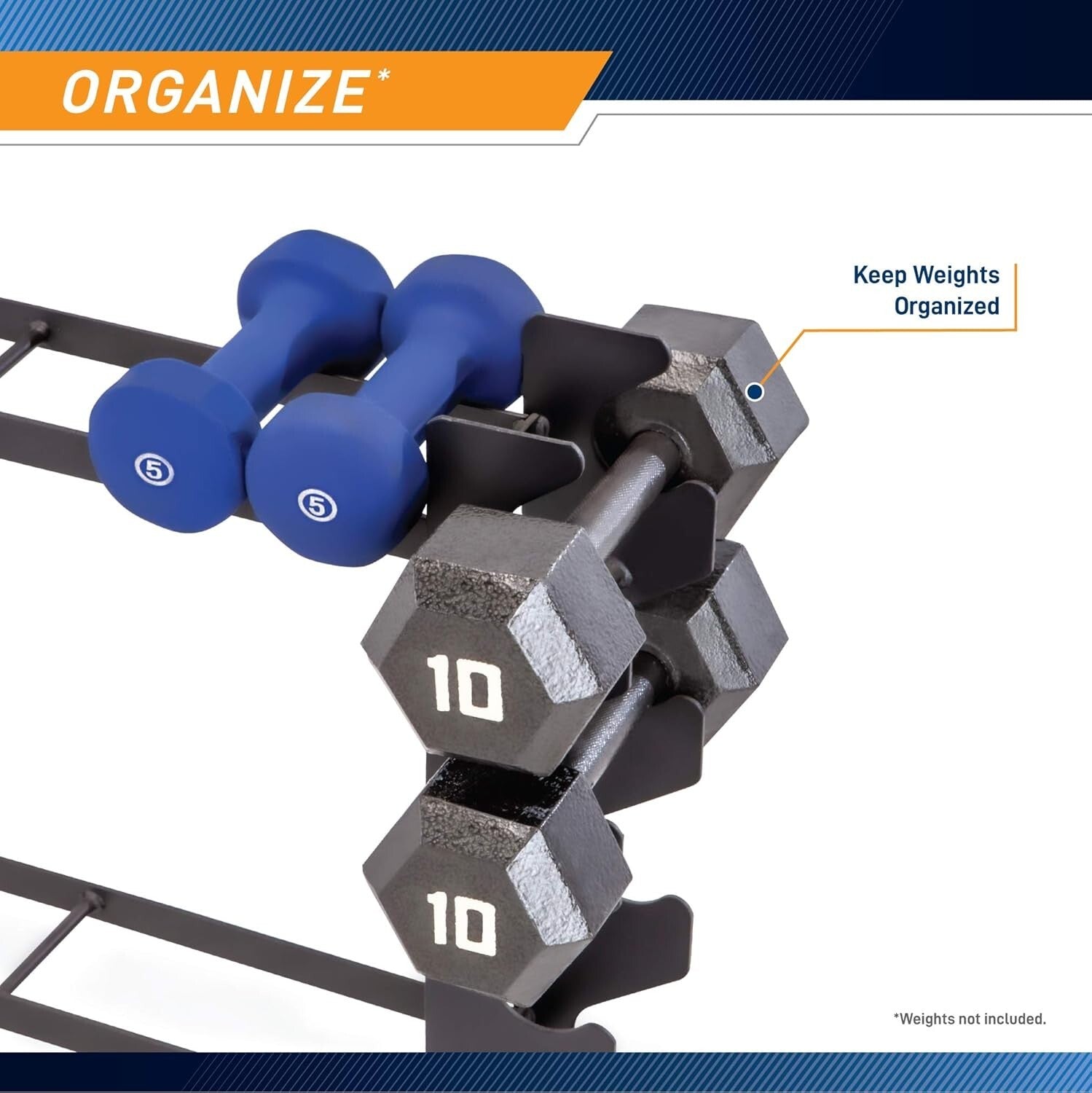 Alloy Steel Weight Storage Rack for Dumbbells & Kettlebells - 400 lb Capacity