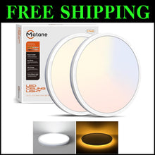 Load image into Gallery viewer, Versatile 2-Pack 12" LED Ceiling Lights with 3 Color Temperatures and Night Mode