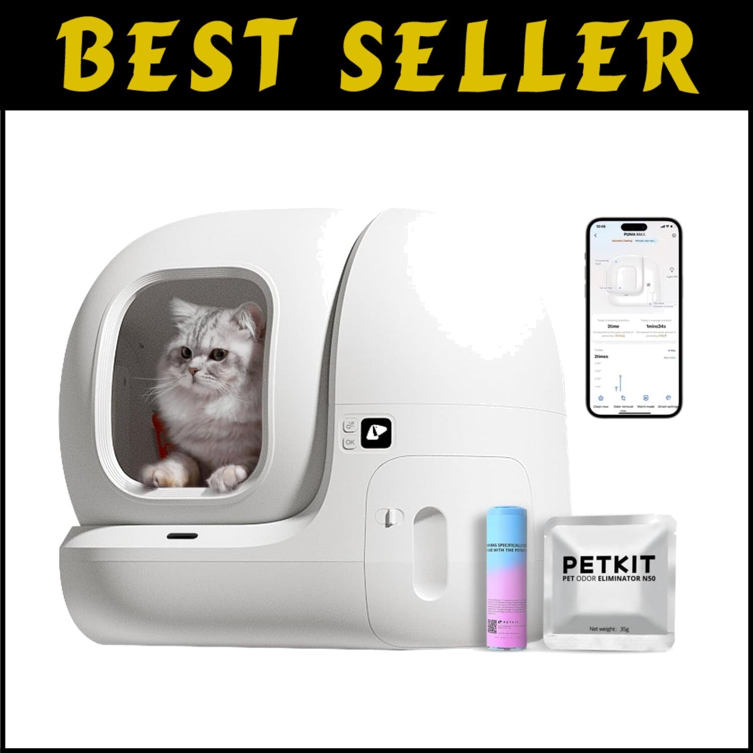 Extra Large Self-Cleaning Cat Litter Box for Easy Maintenance & Odor Control