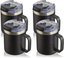 Load image into Gallery viewer, 4 Pack 12oz Stainless Steel Insulated Travel Mugs with Comfortable Handles