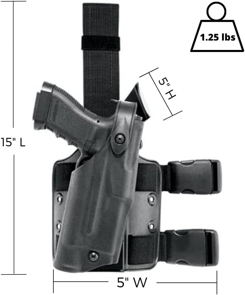 Black Adjustable Tactical Leg Holster for Glock 17/22 with ALS and SLS Security