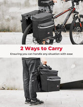 Load image into Gallery viewer, Versatile 34L Bicycle Saddle Bags with Adjustable Straps &amp; Rain Cover - Black