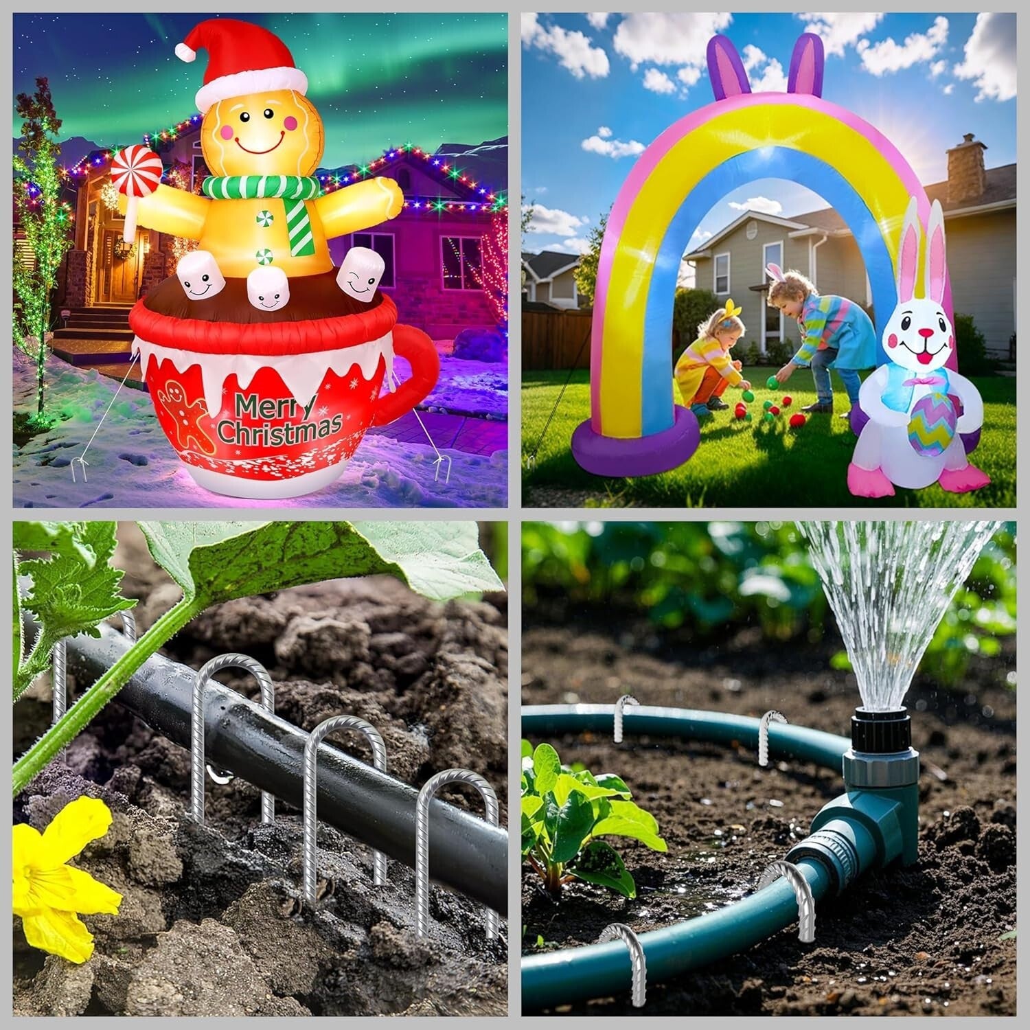 50-Pack 12" Heavy-Duty Galvanized Rebar Stakes with Chisel Point for Outdoors