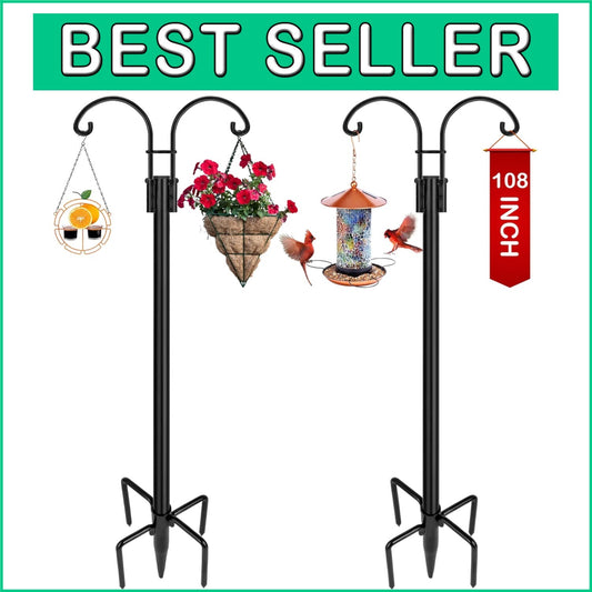 Adjustable Double Arm Garden Hooks - Versatile Support for Flower Baskets & More