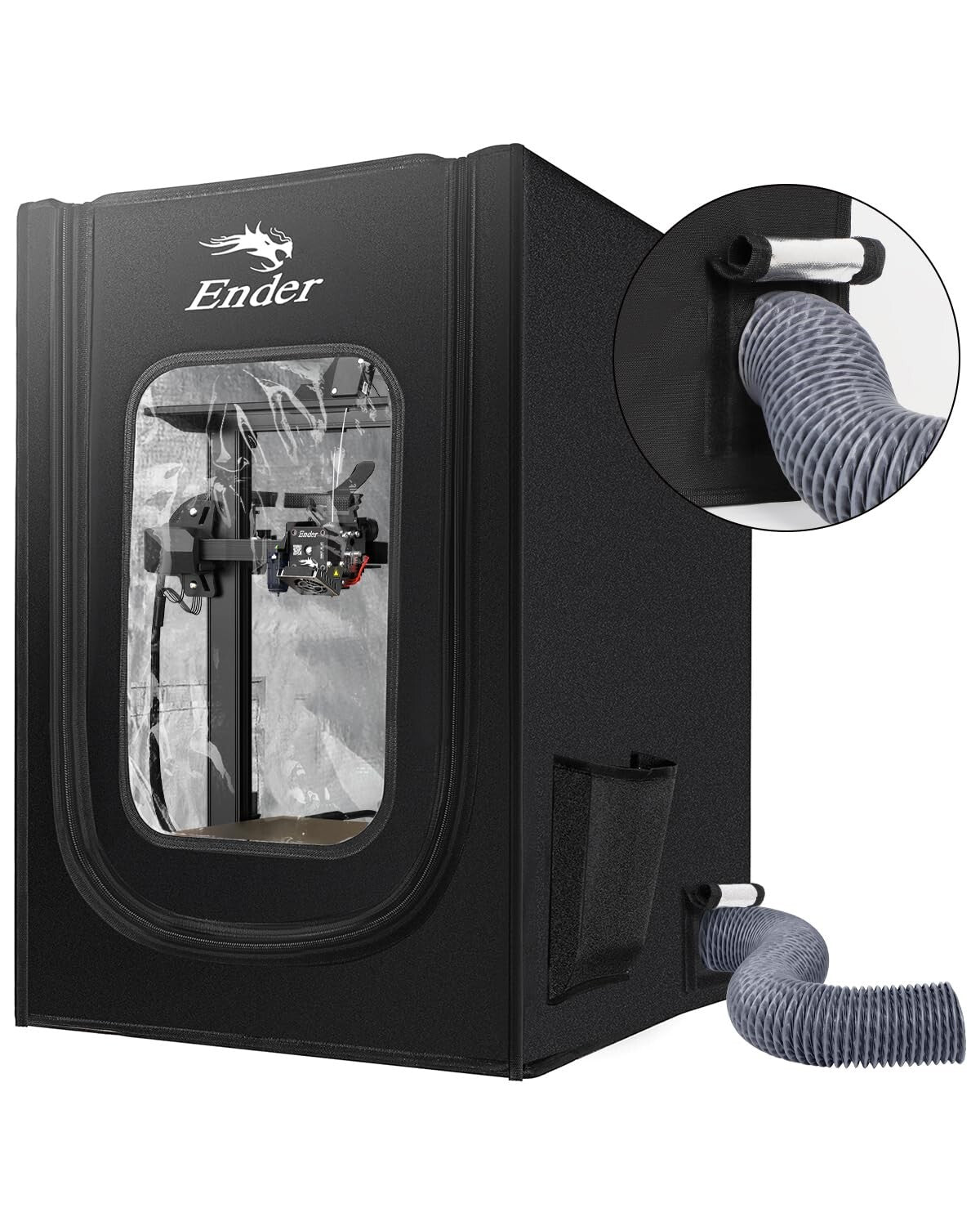 Noise-Reducing 3D Printer Dust Cover with Flame Resistance & Exhaust Interface