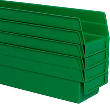 Load image into Gallery viewer, Durable 12-Pack Green Plastic Shelf Bins – Perfect for Closet and Drawer Storage