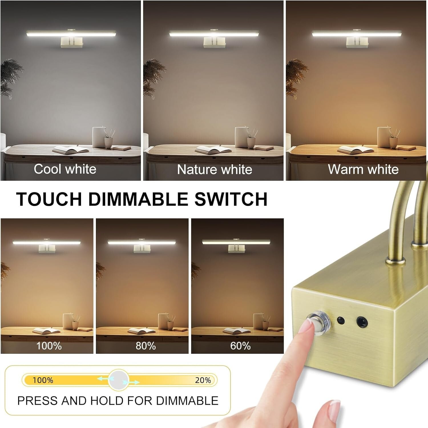 Elegant 16" Picture Light with Remote for Artwork, Adjustable & Timed in Brass