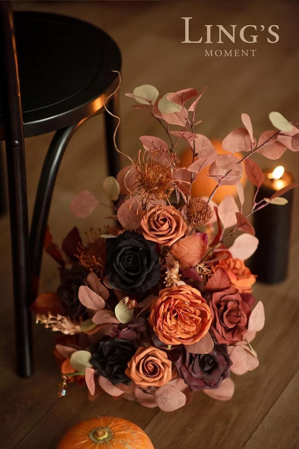 Realistic 50pcs Burnt Orange Artificial Roses – Perfect for DIY Bouquets