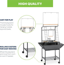 Load image into Gallery viewer, Interactive Small Bird Playstand with Ladders, Swing &amp; Wheels - Black Hammertone