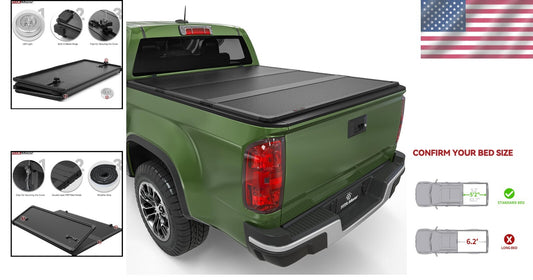 Secure Tri-Fold Truck Bed Cover with LED Light for 2015-2025 Colorado/Canyon