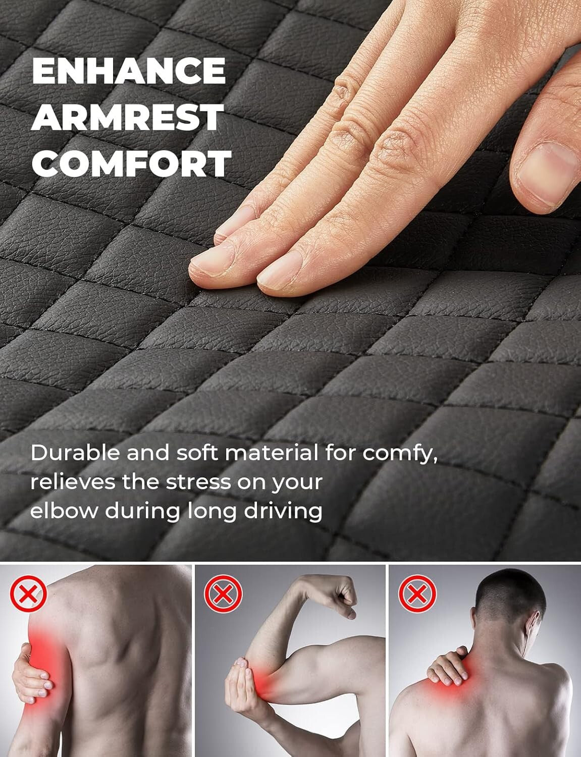 Customized Leather Center Console Armrest Cover - Easy Install & Full Protection