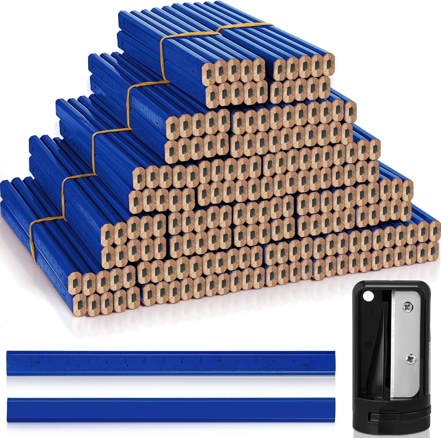 Professional Woodworking Pencils & Sharpeners Set - 200 Pcs for Accurate Marking