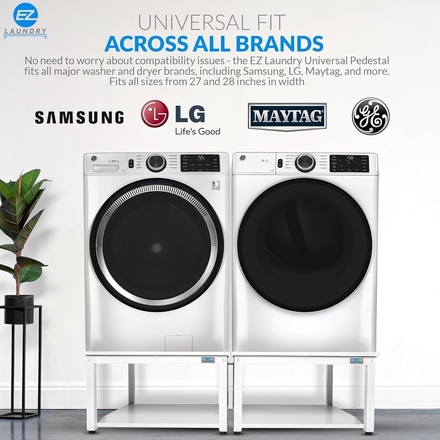 Reinforced Steel Laundry Pedestal - Ergonomic 16" Height, Leak-Proof System