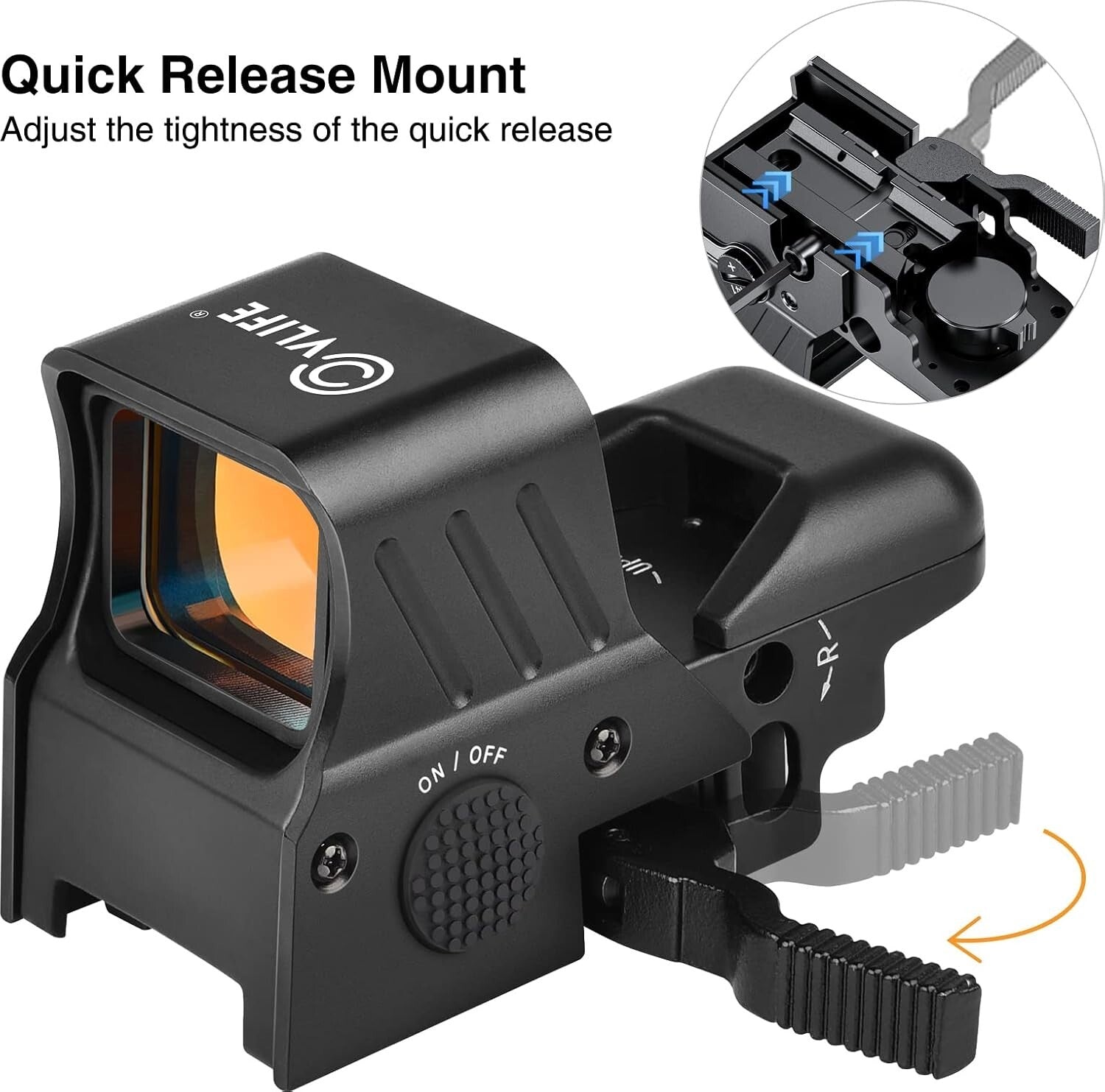 Quick-Detach Picatinny Red Dot Sight with Multiple Reticle System for Hunters