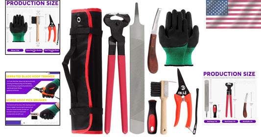 Durable Horse Hoof Trimming & Rasp Set - 8 Professional Tools for Effective Care