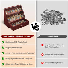 Load image into Gallery viewer, Solid Wood Coin Display Case - Holds 100 Military Medals, No Assembly Required