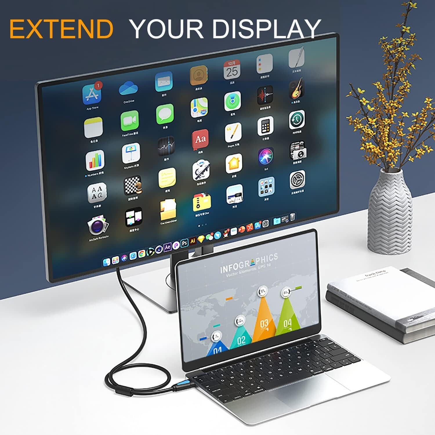 Durable 100 ft HDMI Cable with No Signal Amplifier Needed - Big OD 9.0mm