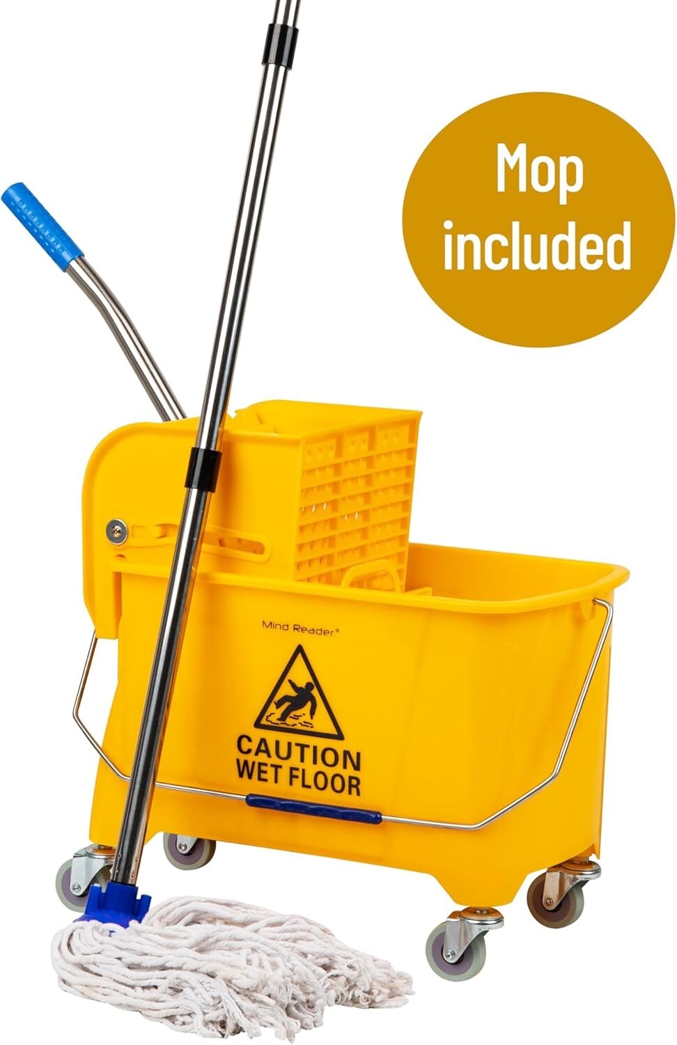 Ergonomic 22 Qt Mop Bucket & Wringer Set with Wheels - Effortless Cleaning