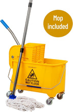 Load image into Gallery viewer, Ergonomic 22 Qt Mop Bucket &amp; Wringer Set with Wheels - Effortless Cleaning