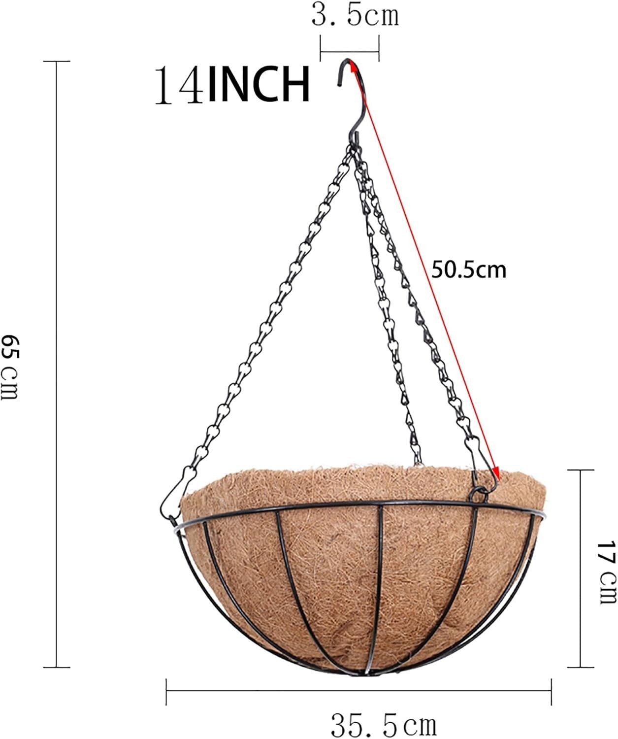 4-Pack 14" Rustic Hanging Baskets with Coco Liners for Vibrant Outdoor Plants