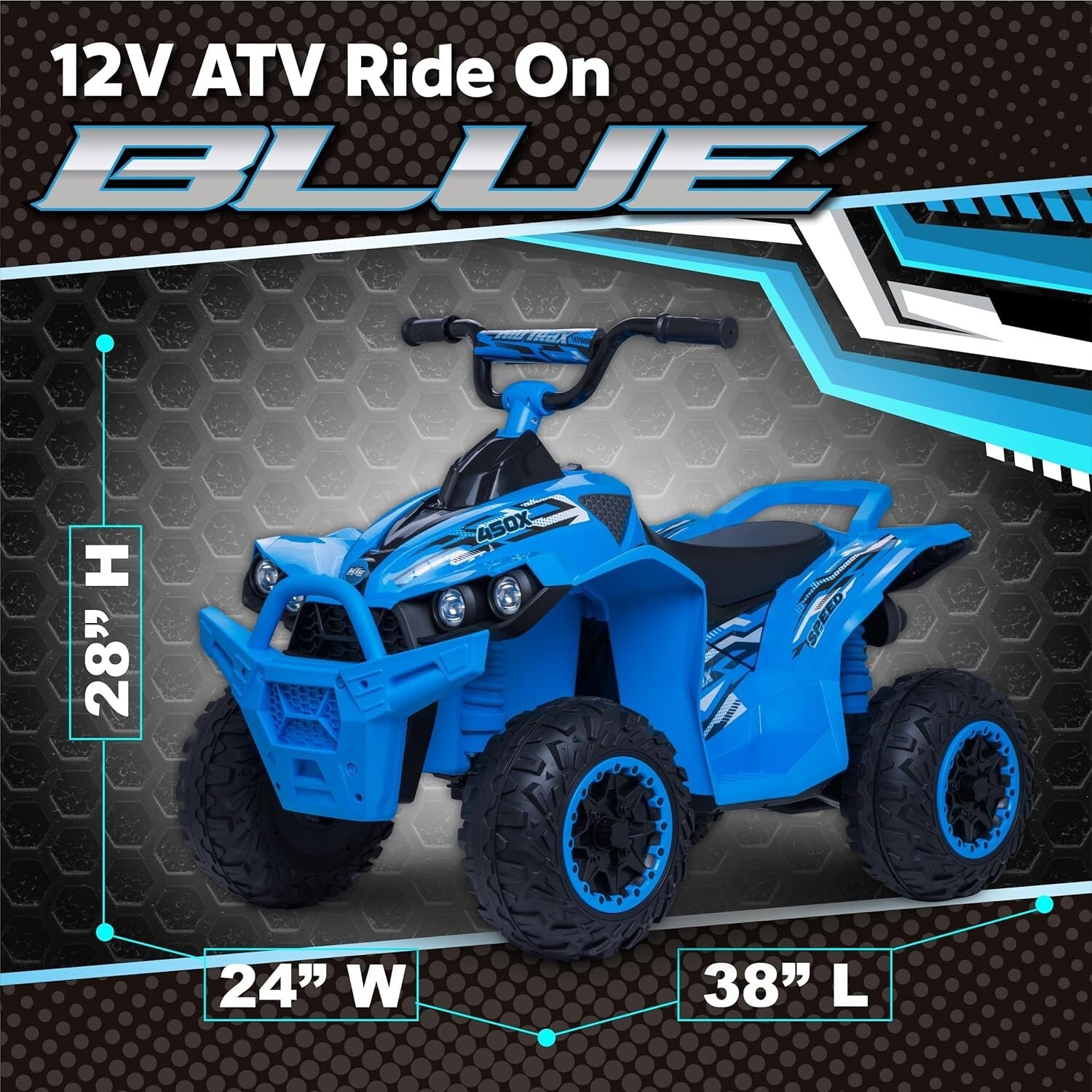 Durable 12V Electric ATV with LED Headlight: Safe Adventure for Kids 3-8