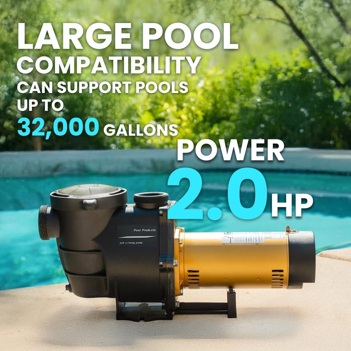 Corrosion-Proof 2HP Pool Pump - Efficient Variable Speed with Thermal Safety