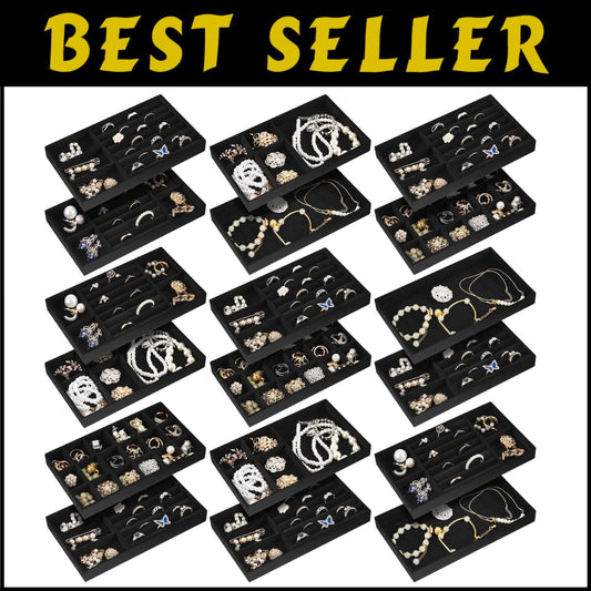 Versatile Stackable Velvet Jewelry Organizer - 18 Tray Set for All Occasions