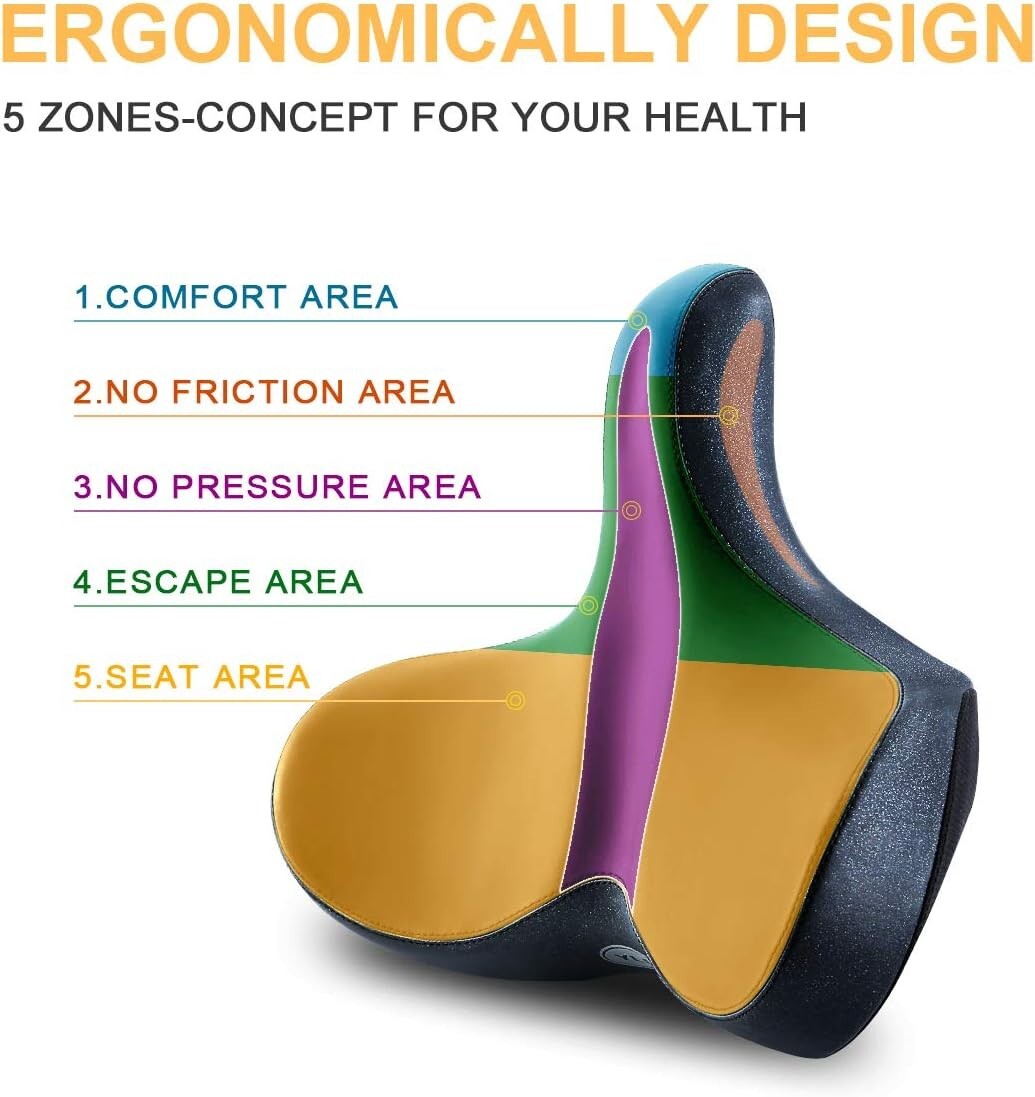 Ergonomic Waterproof Bike Seat with Dual Shock Absorbers - Fits All Bikes