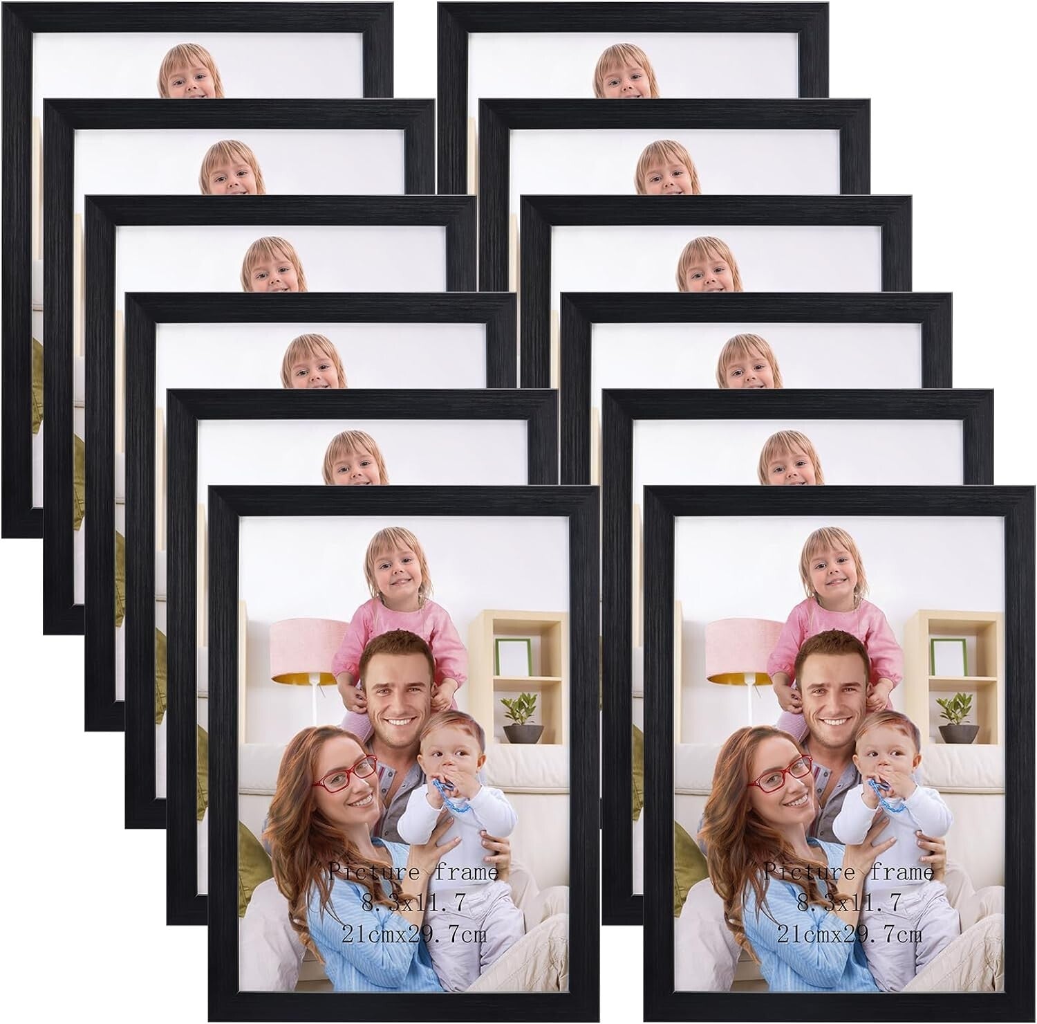 Elegant A4 Black Picture Frame Set of 12 for Stylish Wall and Tabletop Displays