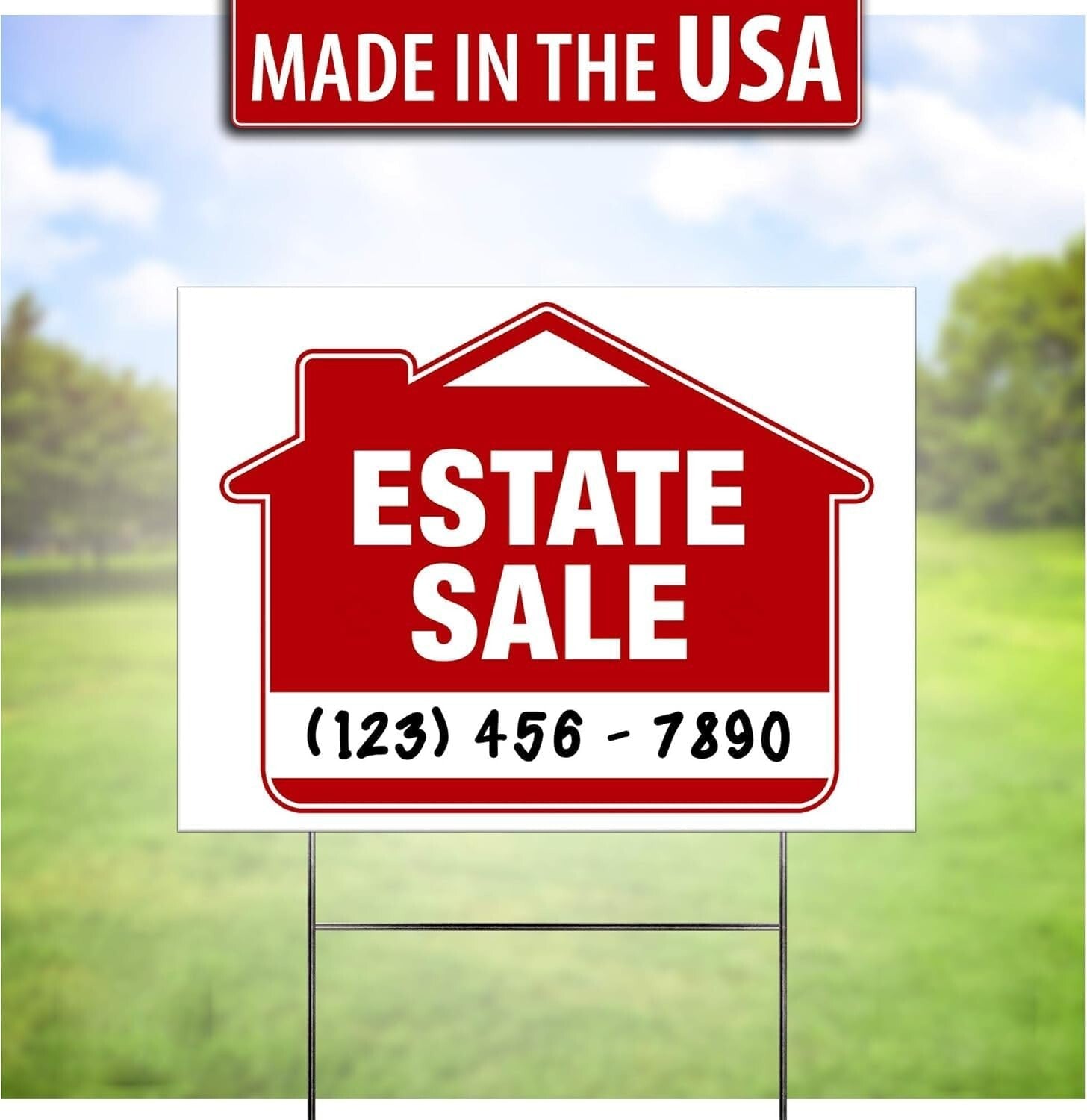 Directional Estate Sale Signs 5 Pack 24" x 18" Double-Sided with Steel Stakes