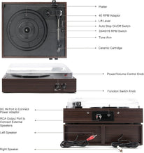 Load image into Gallery viewer, Elegant Wireless Vinyl Turntable with Auto-Stop &amp; Stylish Speakers - Wood Finish