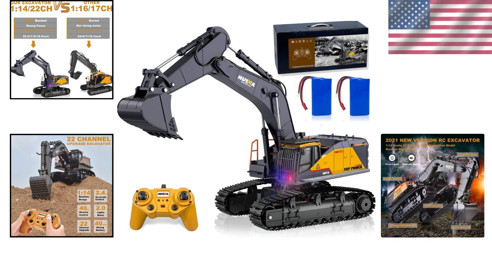 22 Channel RC Excavator Toy - Realistic Digging Experience with Lights & Sounds